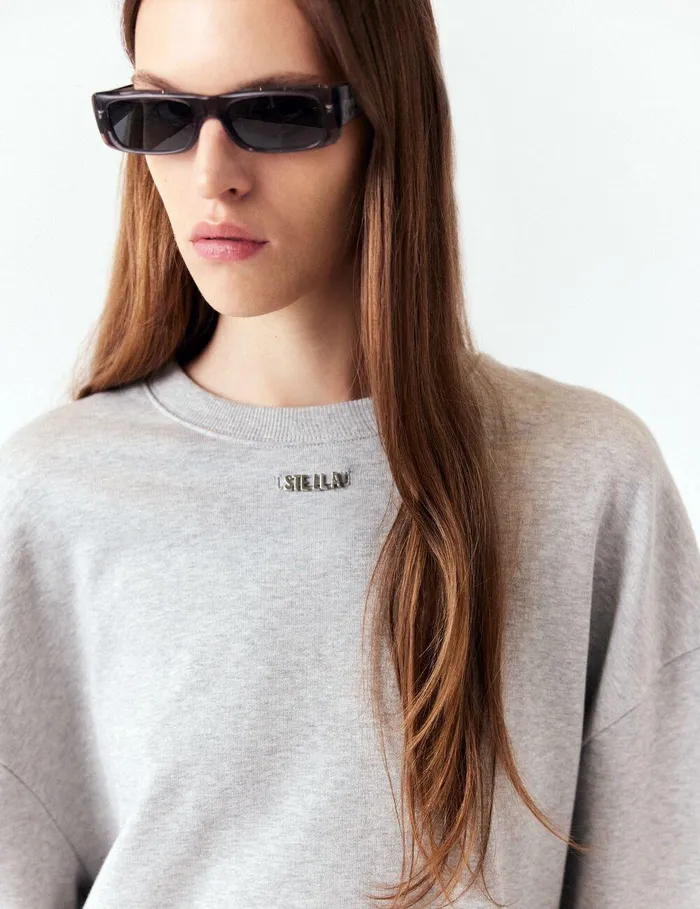 Stella McCartney Sweatshirts And TShirts Women Logo Charm Sweatshirt Grey Melange Stella McCartney Sweatshirts And TShirts Women Logo Charm Sweatshirt Grey Melange