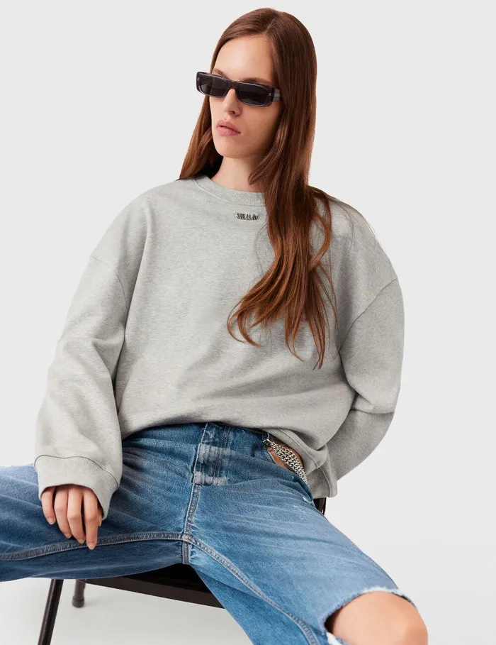 Stella McCartney Sweatshirts And TShirts Women Logo Charm Sweatshirt Grey Melange Stella McCartney Sweatshirts And TShirts Women Logo Charm Sweatshirt Grey Melange