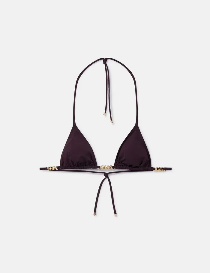 Stella McCartney Swimwear Women Falabella Chain Triangle Bikini Top Burgundy