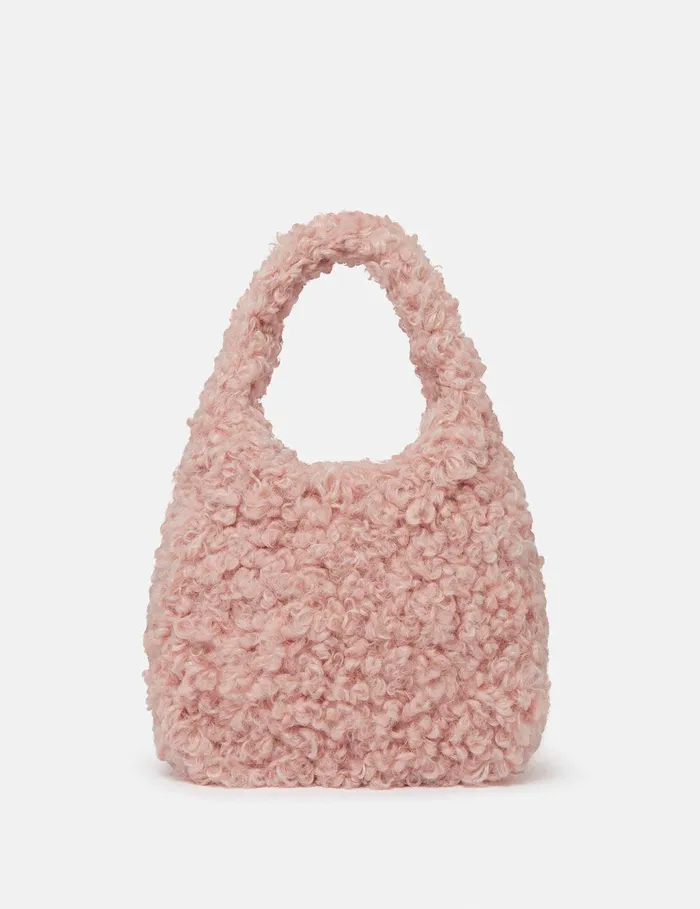 Stella McCartney Tote Bags Women Logo Plush Teddy Hobo Small Tote Bag Dusty Pink Stella McCartney Tote Bags Women Logo Plush Teddy Hobo Small Tote Bag Dusty Pink