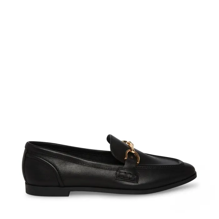 Steve Madden Carrine Black Leather Womens Flats