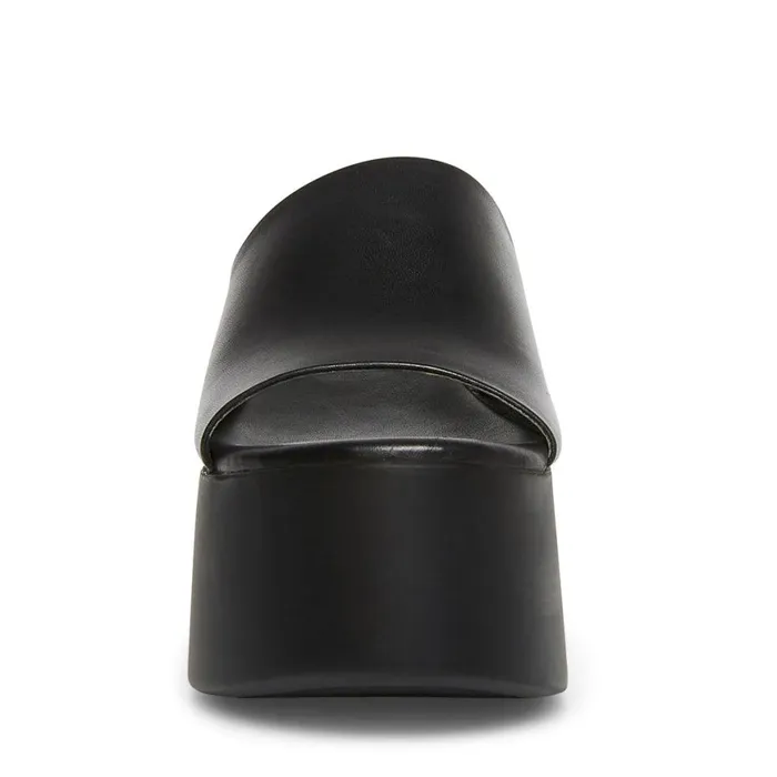 Steve Madden Christa Black Leather Womens Wedges Steve Madden Christa Black Leather Womens Wedges