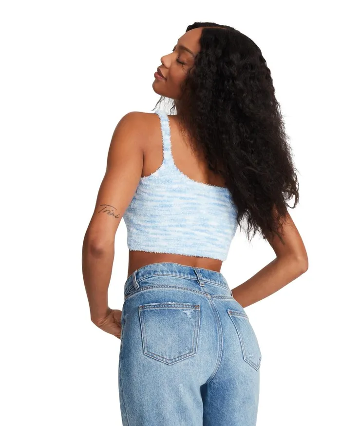 Steve Madden Cozy Knit Tank Blue Womens Tops Steve Madden Cozy Knit Tank Blue Womens Tops