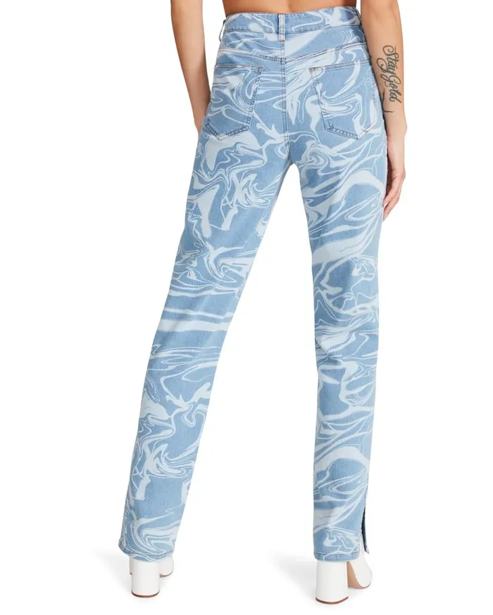 Steve Madden Denim Swirl Pants Denim Fabric Womens Bottoms Steve Madden Denim Swirl Pants Denim Fabric Womens Bottoms