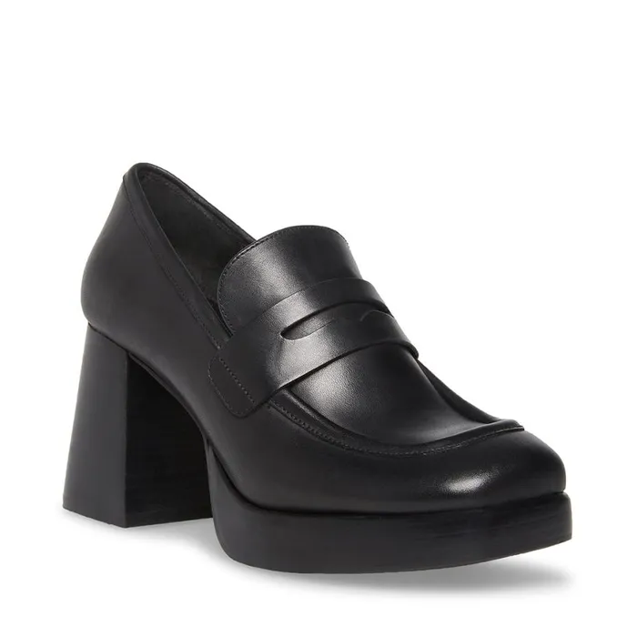 Steve Madden Marla Black Leather Womens Loafers Steve Madden Marla Black Leather Womens Loafers