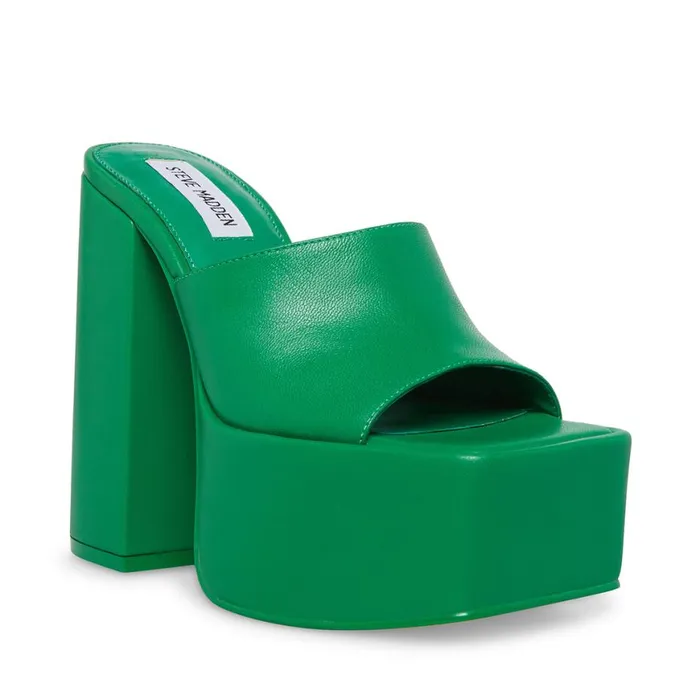 Steve Madden Trixie Green Leather Womens Mules Steve Madden Trixie Green Leather Womens Mules