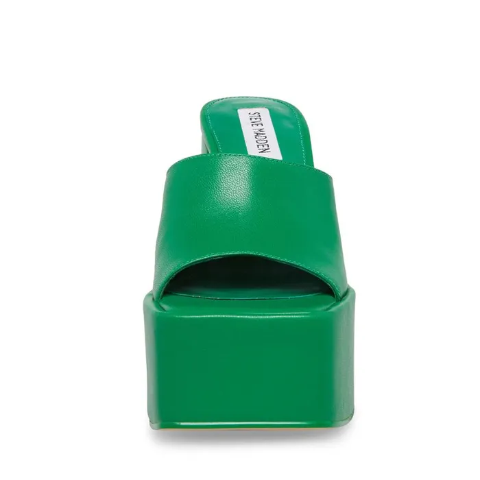Steve Madden Trixie Green Leather Womens Mules Steve Madden Trixie Green Leather Womens Mules