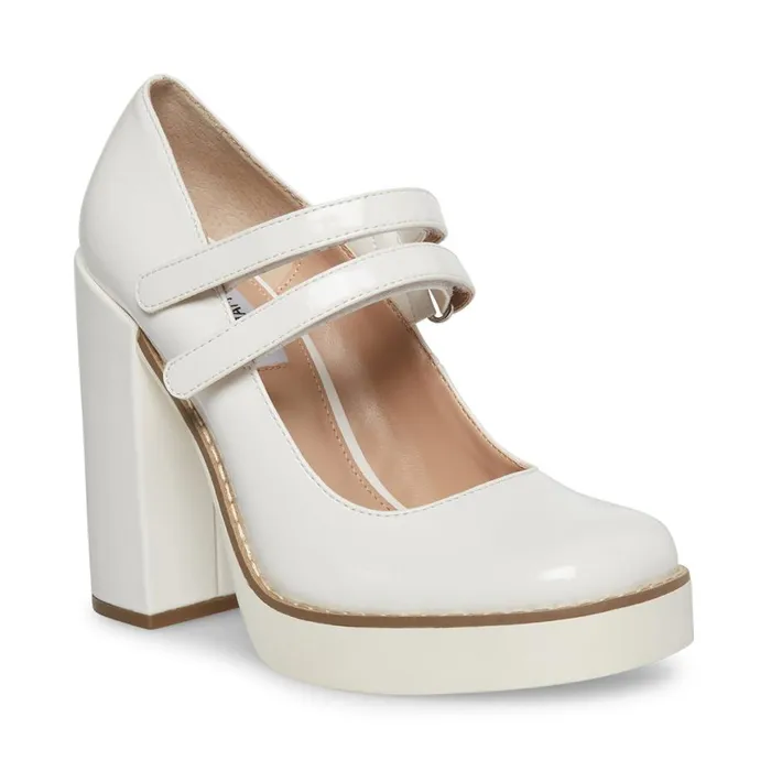 Steve Madden Twice White Patent Womens Loafers