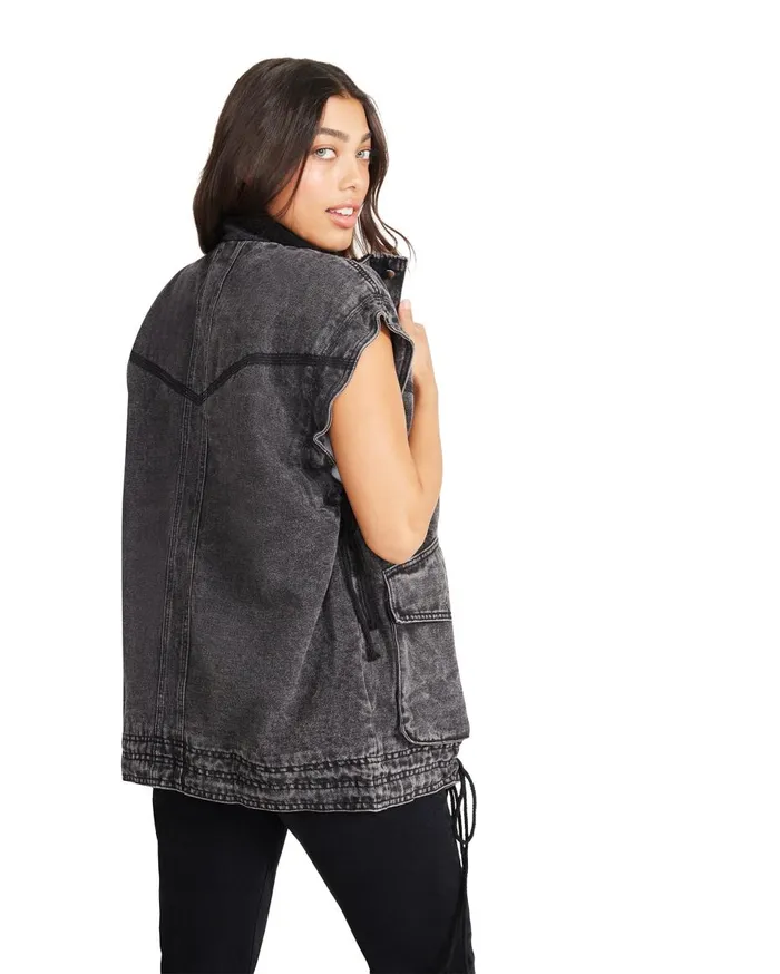 Steve Madden Utility Vest Black Womens Jackets and Coats Steve Madden Utility Vest Black Womens Jackets and Coats