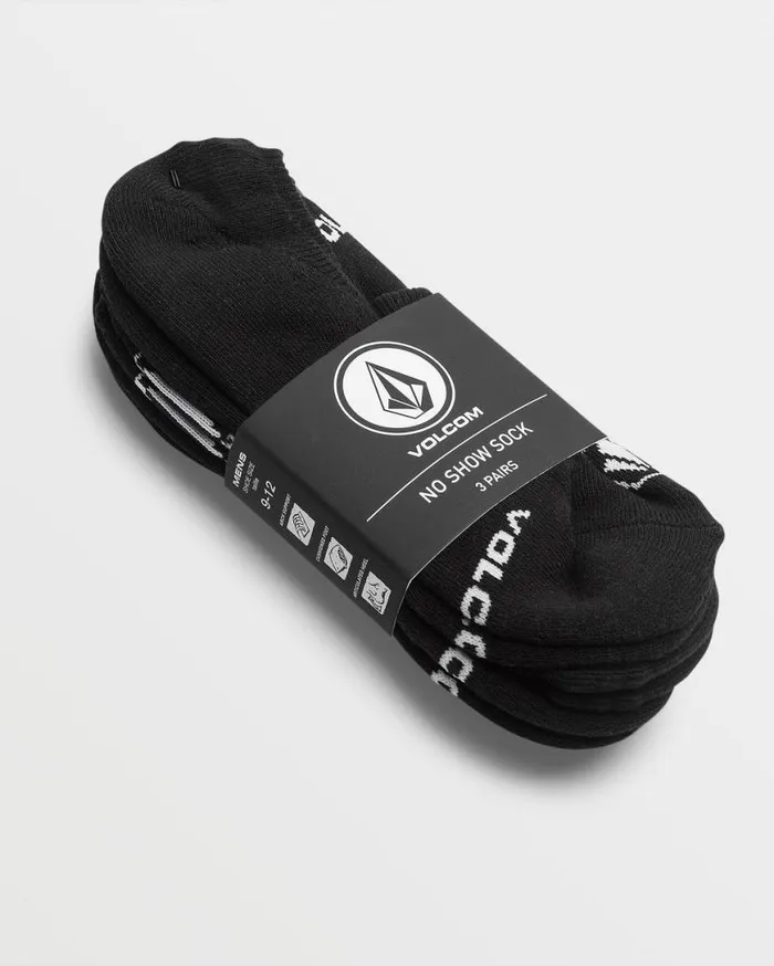 Stones No Show Sock 3 Pack 8211 Black Mens Volcom Accessories