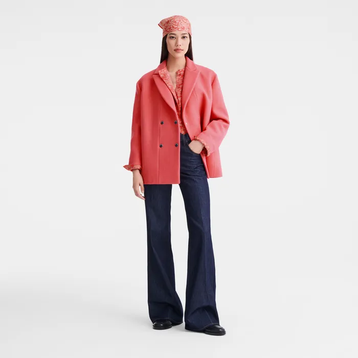 Straight peacoat Blush Coats and Jackets Longchamp Women Straight peacoat Blush Coats and Jackets Longchamp Women