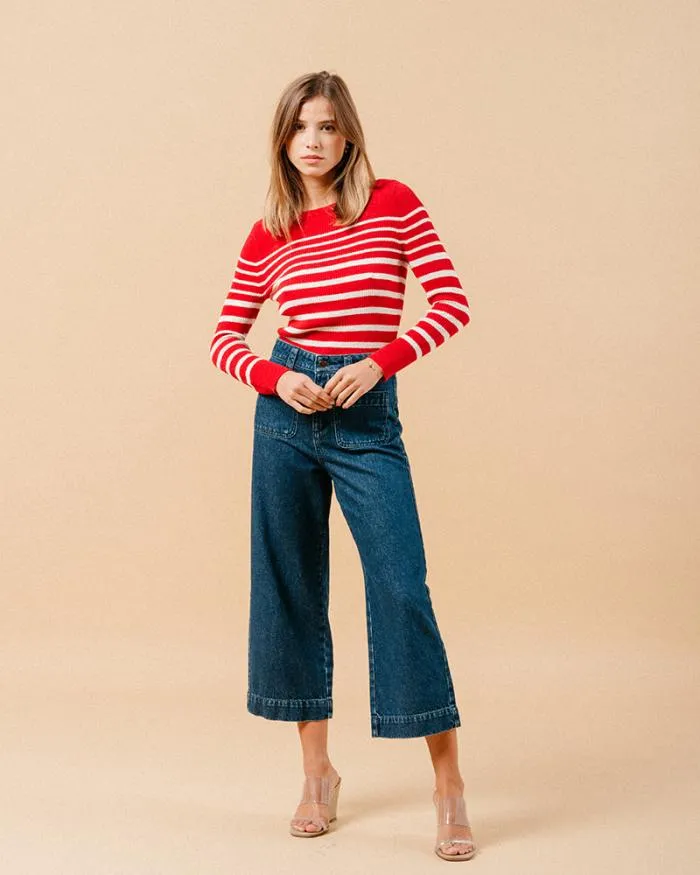 SWEATER ROUGE MADELEINE Shop Grace and Mila Striped Jumpers