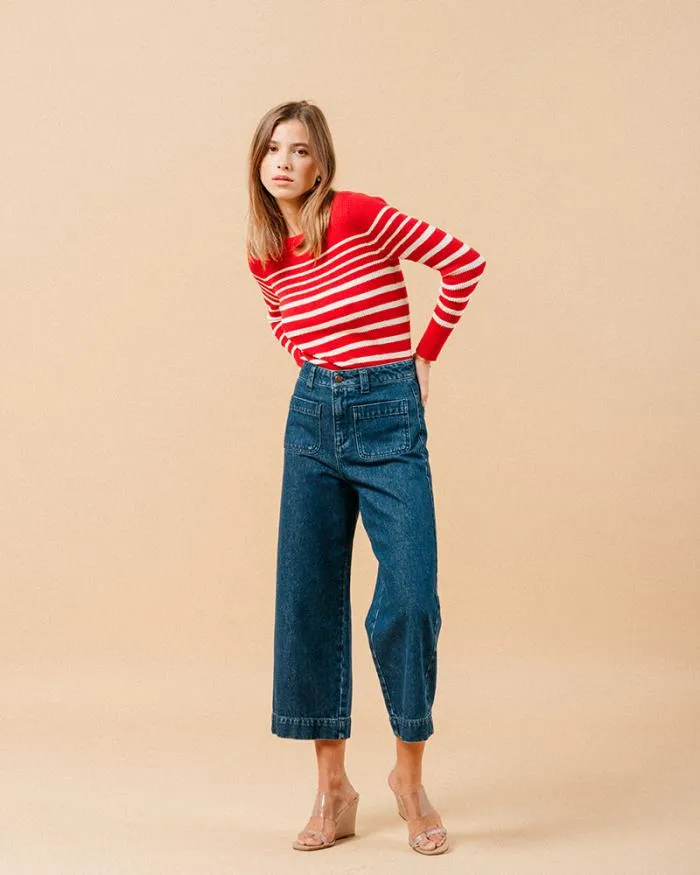 SWEATER ROUGE MADELEINE Shop Grace and Mila Striped Jumpers