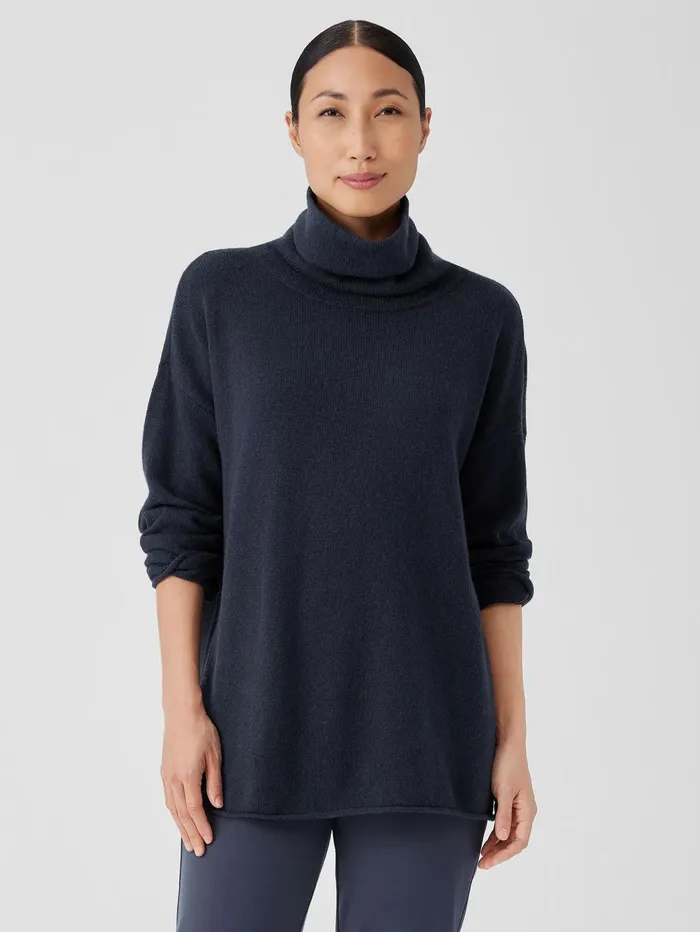 Sweaters and Cardigans Women Eileen Fisher Cotton And Recycled Cashmere Turtleneck Long Top Ocean Sweaters and Cardigans Women Eileen Fisher Cotton And Recycled Cashmere Turtleneck Long Top Ocean