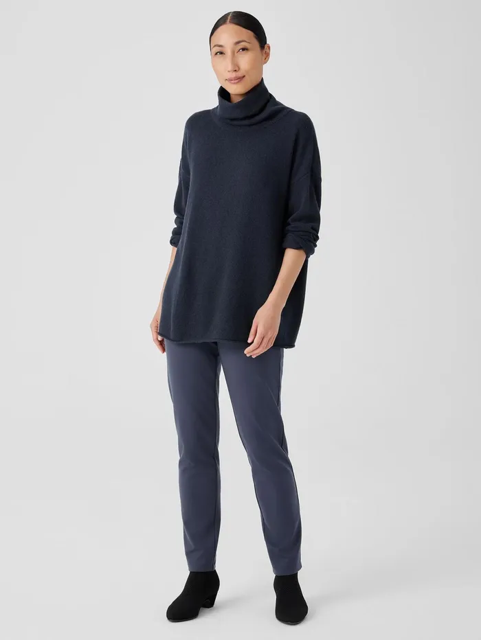 Sweaters and Cardigans Women Eileen Fisher Cotton And Recycled Cashmere Turtleneck Long Top Ocean