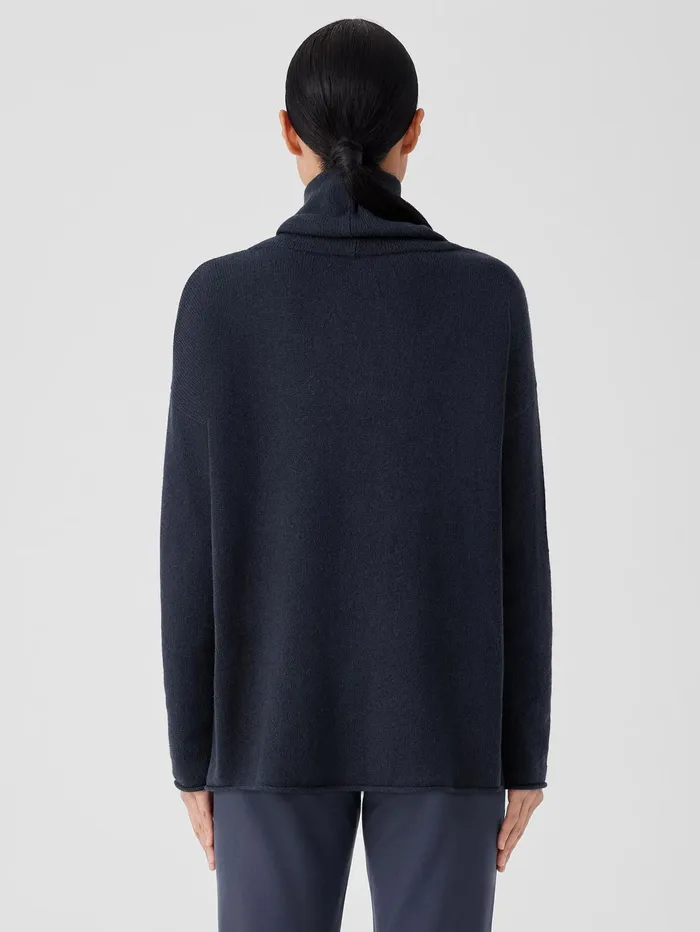 Sweaters and Cardigans Women Eileen Fisher Cotton And Recycled Cashmere Turtleneck Long Top Ocean