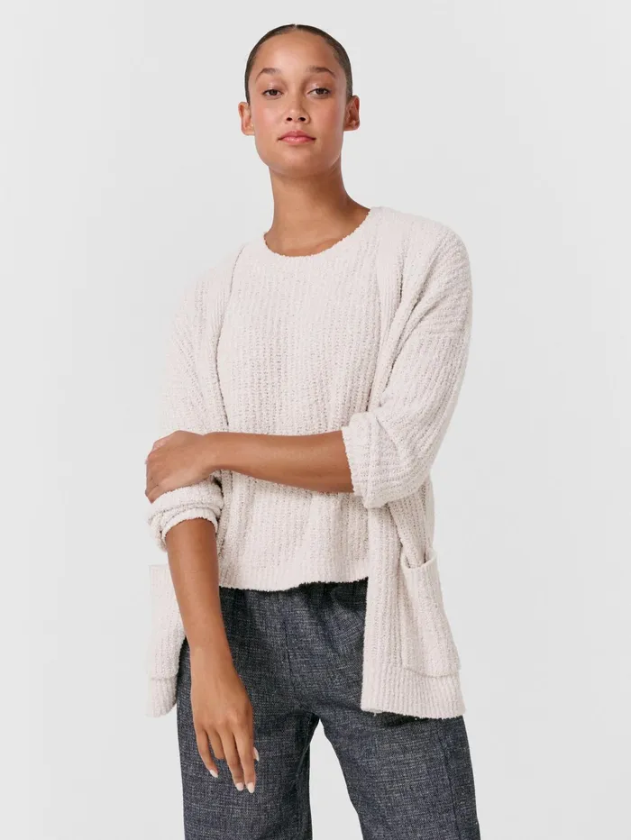 Sweaters and Cardigans Women Eileen Fisher Cotton Fluff Cardigan Bone