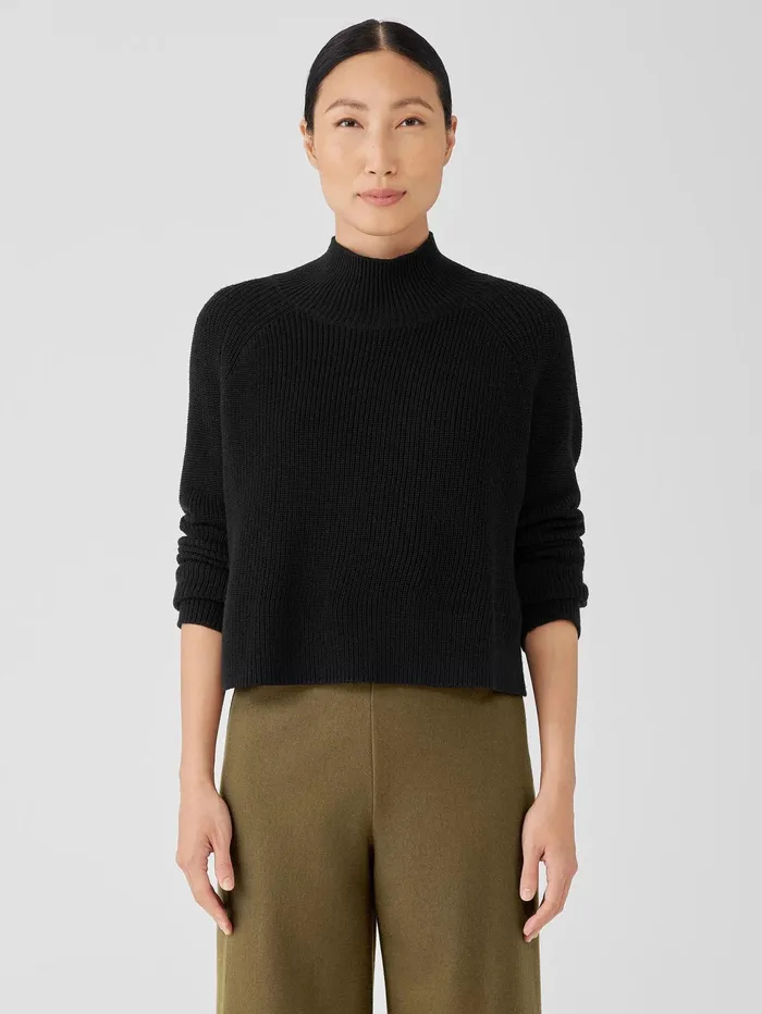 Sweaters and Cardigans Women Eileen Fisher Merino Cropped Turtleneck Top In Regenerative Wool Black Sweaters and Cardigans Women Eileen Fisher Merino Cropped Turtleneck Top In Regenerative Wool Black