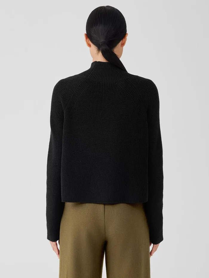Sweaters and Cardigans Women Eileen Fisher Merino Cropped Turtleneck Top In Regenerative Wool Black