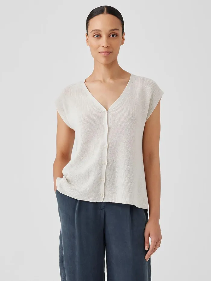 Sweaters and Cardigans Women Eileen Fisher Peruvian Organic Cotton Crepe Vest Bone Sweaters and Cardigans Women Eileen Fisher Peruvian Organic Cotton Crepe Vest Bone