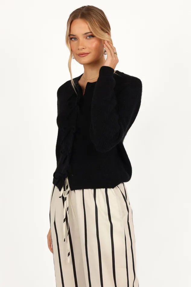 Sweaters Petal and Pup Women Wilde Bow Front Cardigan Black