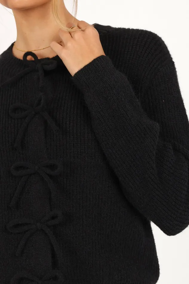 Sweaters Petal and Pup Women Wilde Bow Front Cardigan Black