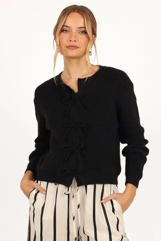 Sweaters Petal and Pup Women Wilde Bow Front Cardigan Black