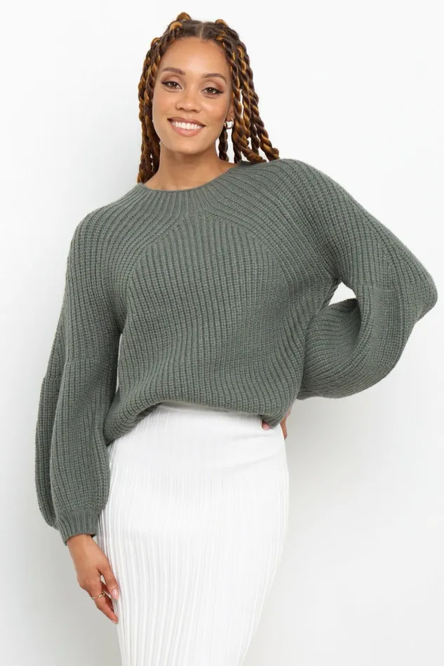 Sweaters Women London Knit Sweater Emerald Petal and Pup
