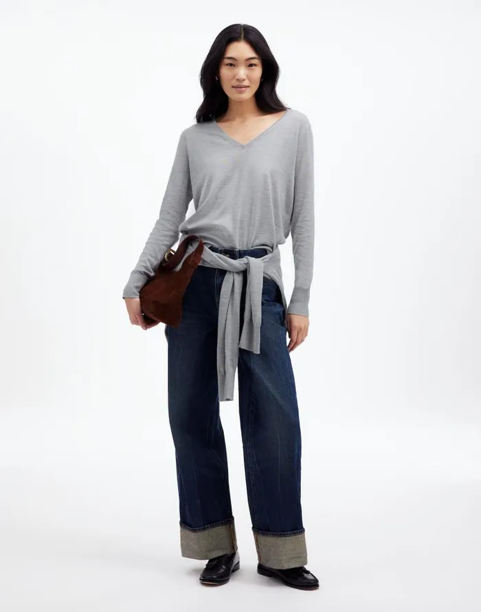 Sweaters Women Madewell Merino WoolSilk Blend VNeck Sweater Hthr Pale Silver Grey Sweaters Women Madewell Merino WoolSilk Blend VNeck Sweater Hthr Pale Silver Grey