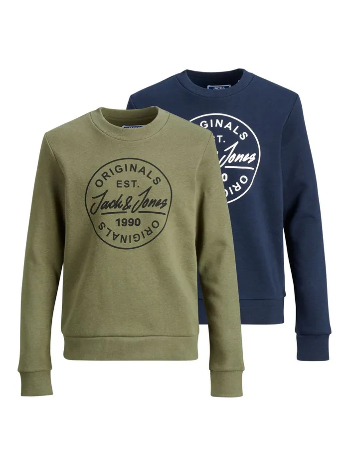 Sweatshirts JACK and JONES Junior BOYS 2PACK CREW NECK SWEATSHIRT Blue Navy Blazer Gift Ideas