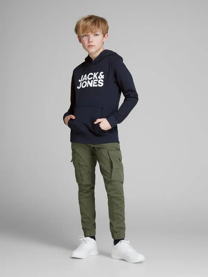 Sweatshirts JACK and JONES Junior BOYS HOODIE Blue Navy Blazer Casaul