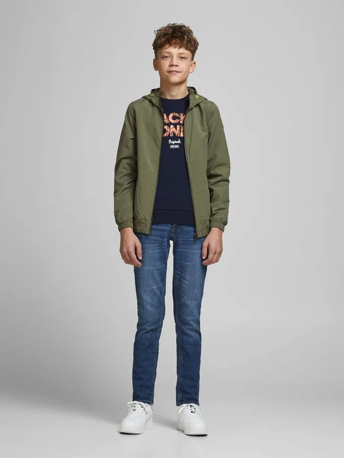Sweatshirts JACK and JONES Junior BOYS LOOPBACK PRINT SWEATSHIRT Blue Navy Blazer Near Me