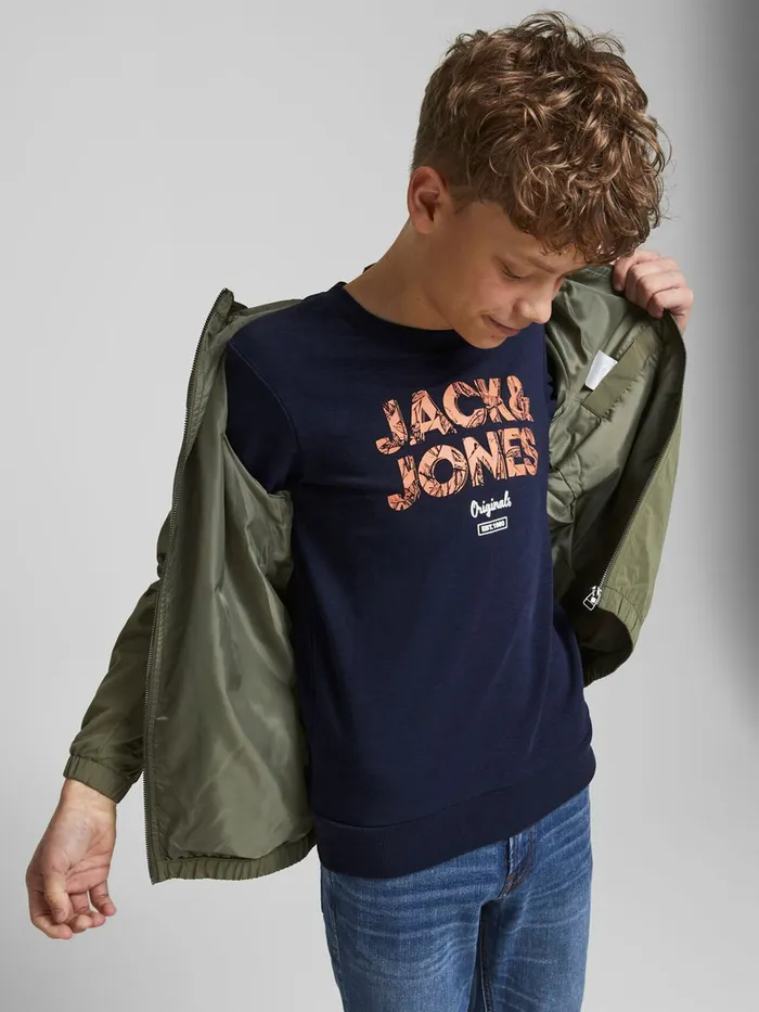 Sweatshirts JACK and JONES Junior BOYS LOOPBACK PRINT SWEATSHIRT Blue Navy Blazer Near Me