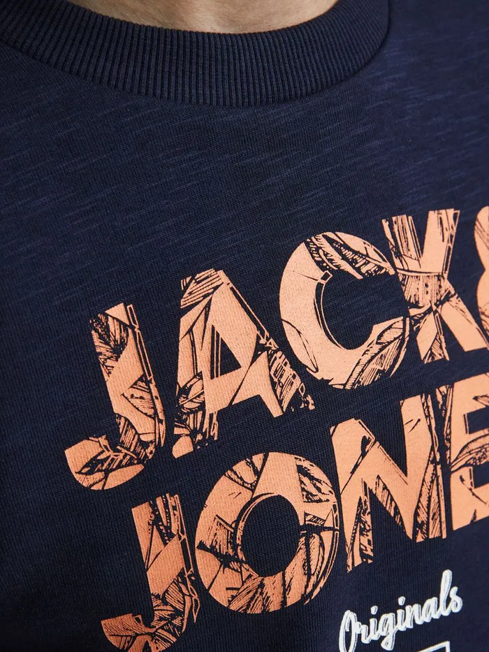 Sweatshirts JACK and JONES Junior BOYS LOOPBACK PRINT SWEATSHIRT Blue Navy Blazer Near Me