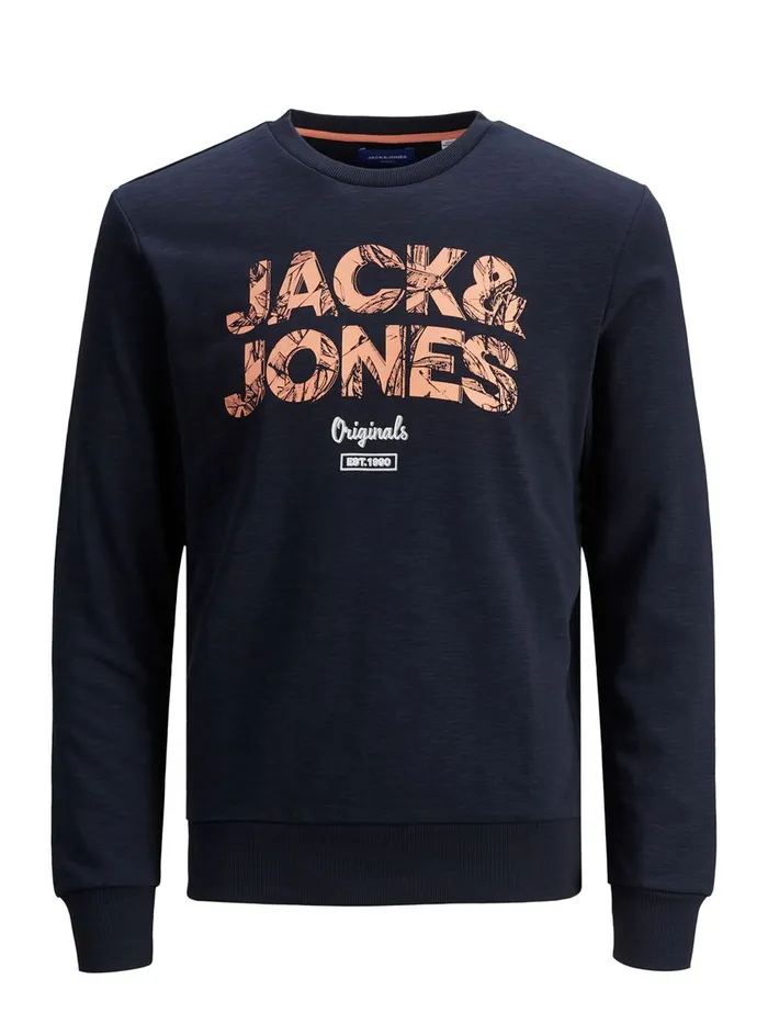 Sweatshirts JACK and JONES Junior BOYS LOOPBACK PRINT SWEATSHIRT Blue Navy Blazer Near Me