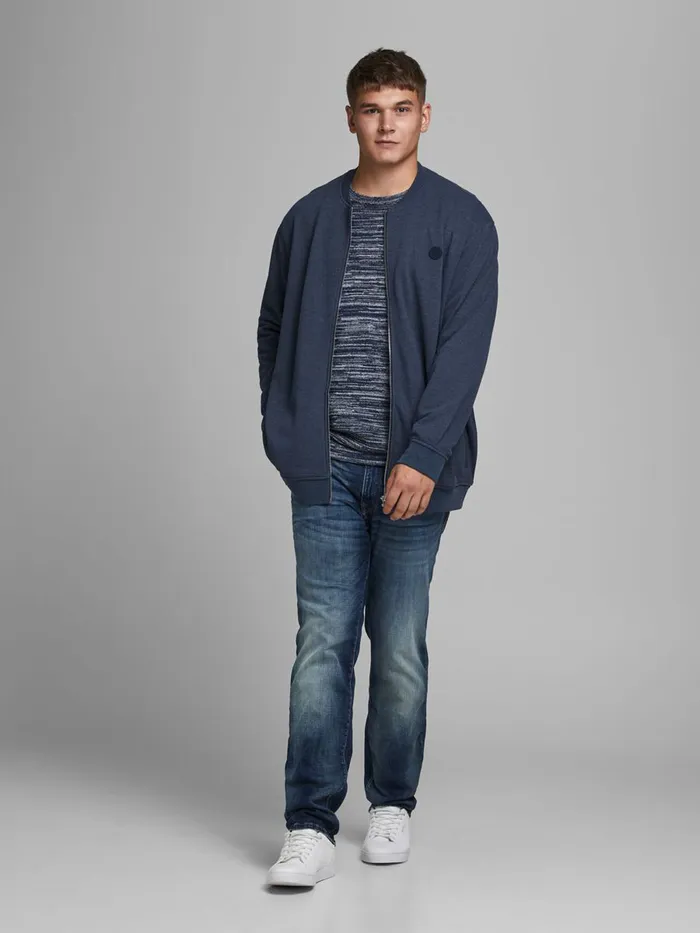 Sweatshirts JACK and JONES Mens BASEBALL PLUS SIZE JACKET Blue Navy Blazer Cheap On Sale