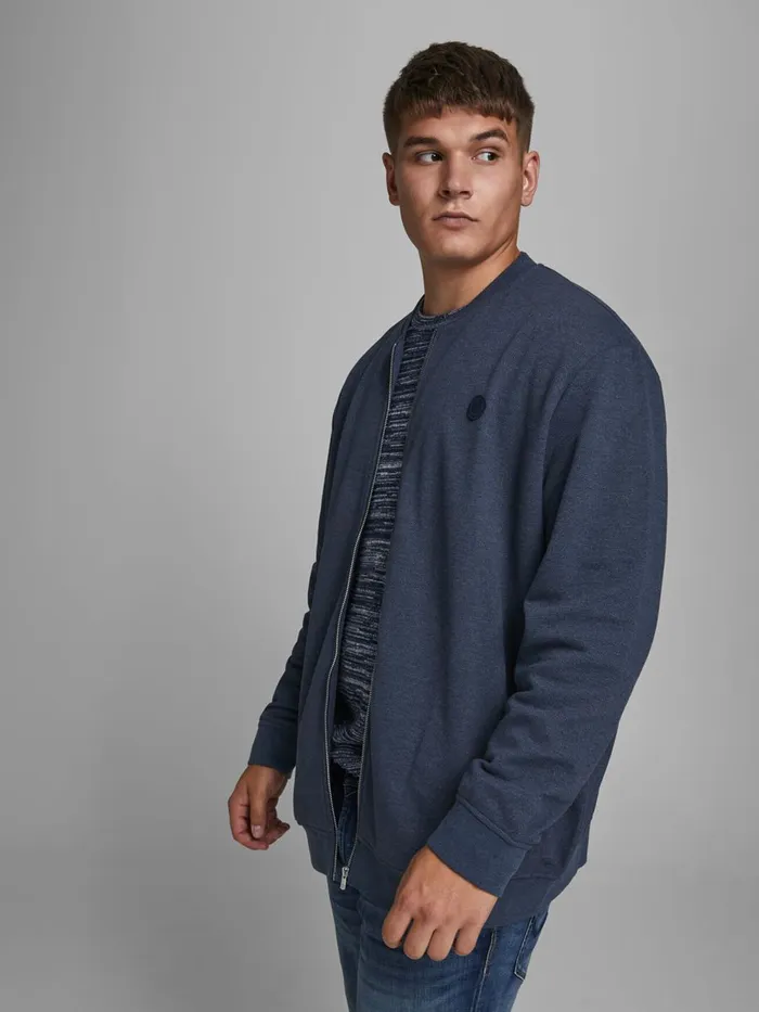 Sweatshirts JACK and JONES Mens BASEBALL PLUS SIZE JACKET Blue Navy Blazer Cheap On Sale