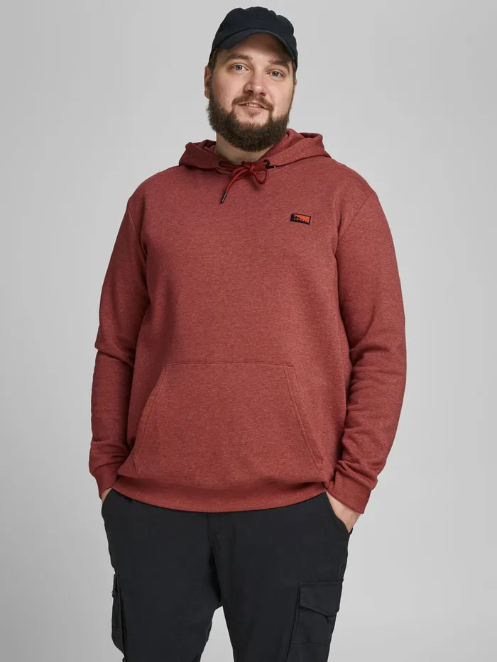 Sweatshirts JACK and JONES Mens LOOPBACK PLUS SIZE HOODIE Red Red Ochre Gift for Friend Sweatshirts JACK and JONES Mens LOOPBACK PLUS SIZE HOODIE Red Red Ochre Gift for Friend
