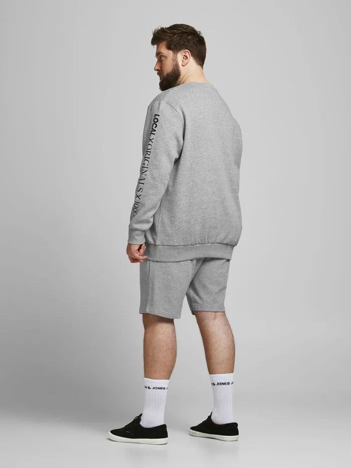Sweatshirts JACK and JONES Mens MULTIPLE LOGO PLUS SIZE SWEATSHIRT Grey Light Grey Melange On Sale