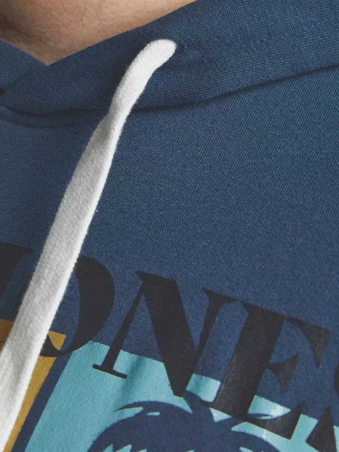 Sweatshirts JACK and JONES Mens TROPICAL PRINT PLUS SIZE HOODIE Blue Ensign Blue Casaul