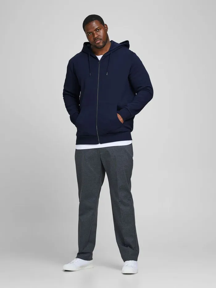 Sweatshirts JACK and JONES Mens ZIPPED THROUGH PLUS SIZE HOODIE Blue Navy Blazer Near Me