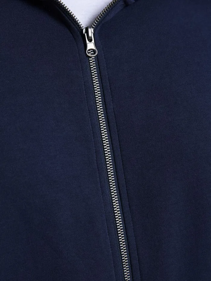 Sweatshirts JACK and JONES Mens ZIPPED THROUGH PLUS SIZE HOODIE Blue Navy Blazer Near Me