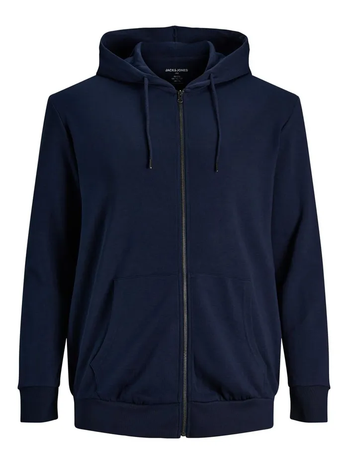 Sweatshirts JACK and JONES Mens ZIPPED THROUGH PLUS SIZE HOODIE Blue Navy Blazer Near Me