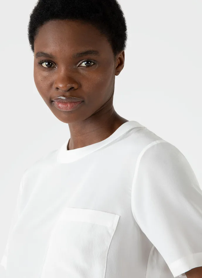 Tshirts and Tops Women Woven Silk Tshirt Ecru ussunspel Tshirts and Tops Women Woven Silk Tshirt Ecru ussunspel