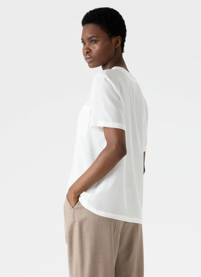 Tshirts and Tops Women Woven Silk Tshirt Ecru ussunspel Tshirts and Tops Women Woven Silk Tshirt Ecru ussunspel