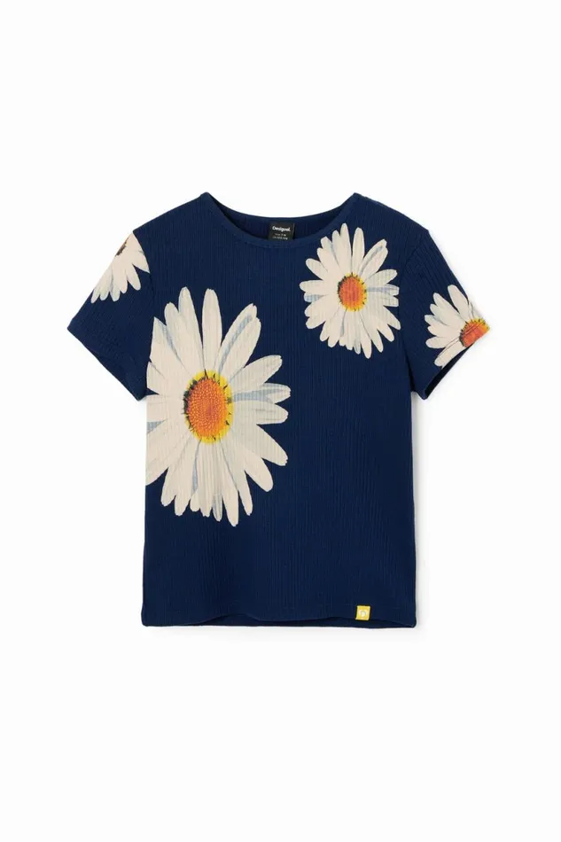 Tshirts And Shirts Kids Desigual Ribbed Daisy Tshirt Blue