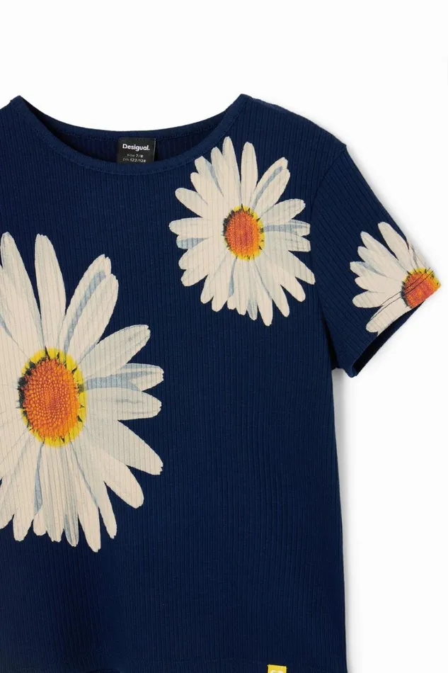 Tshirts And Shirts Kids Desigual Ribbed Daisy Tshirt Blue