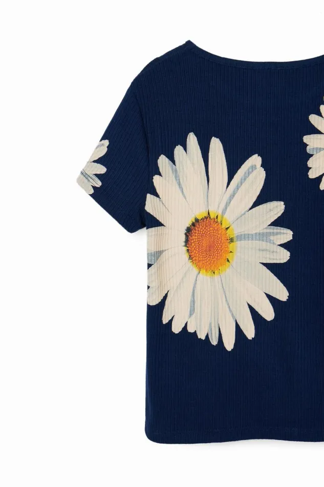 Tshirts And Shirts Kids Desigual Ribbed Daisy Tshirt Blue