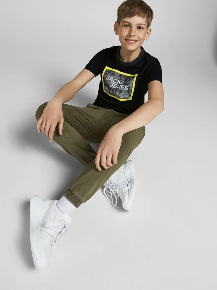 Tshirts JACK and JONES Junior BOYS LOGO PRINT TSHIRT Black Black Gift for Friend