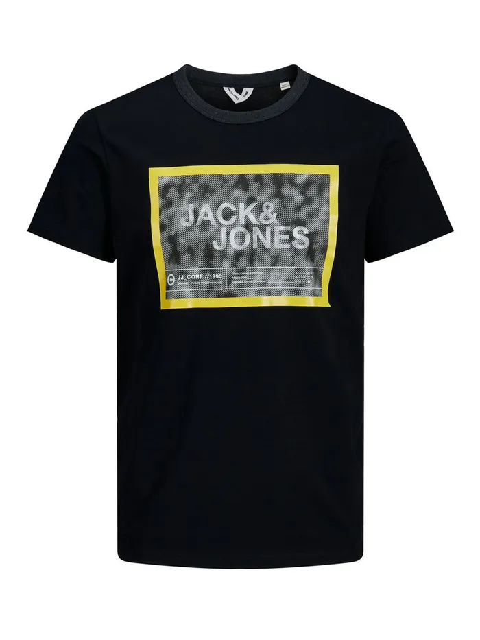 Tshirts JACK and JONES Junior BOYS LOGO PRINT TSHIRT Black Black Gift for Friend